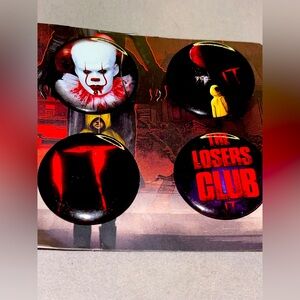 IT Pennywise Losers Club Button Pins Set of 4. NIP
